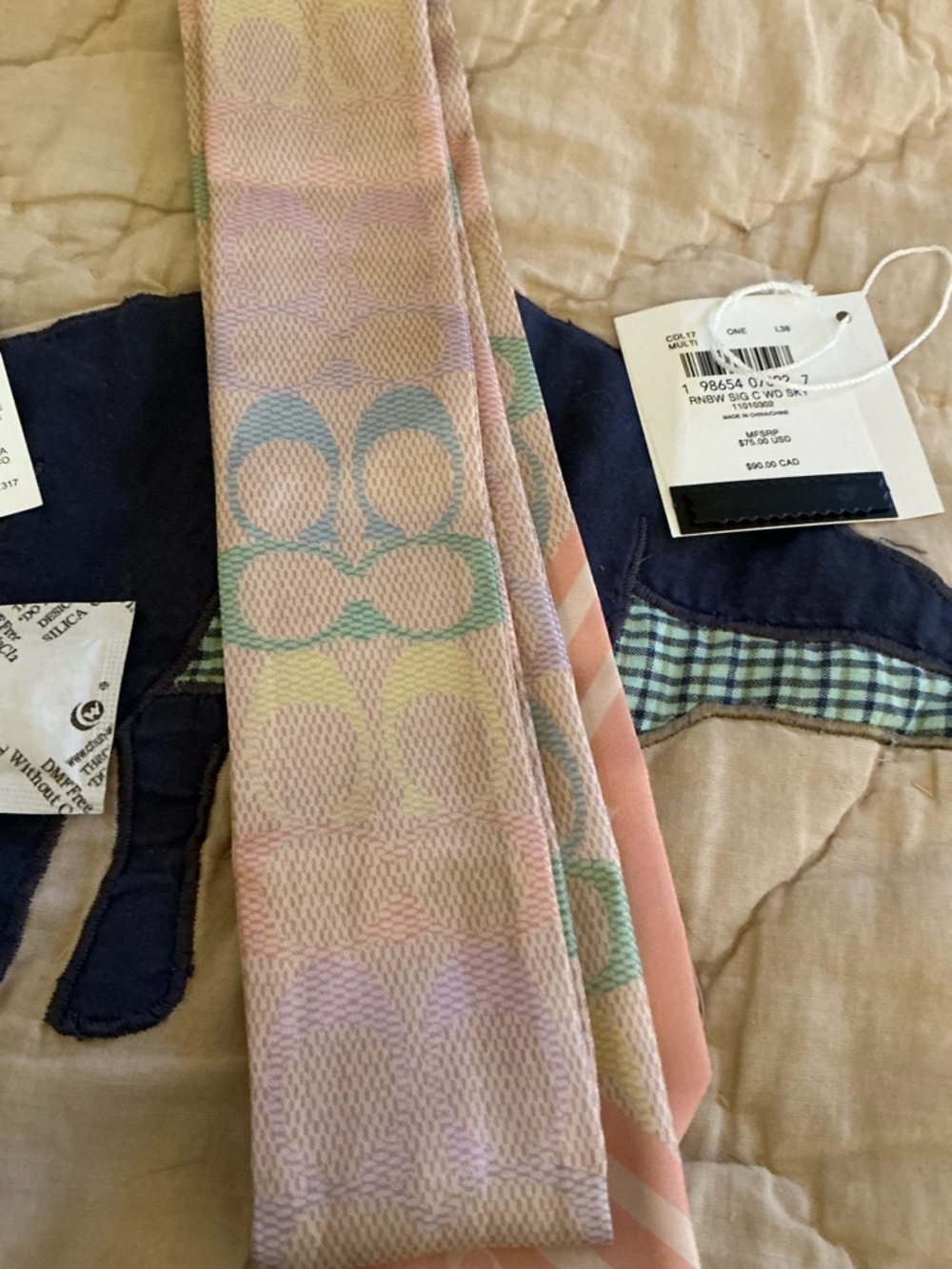 Coach Pale Rainbow Twilly Scarf Silk